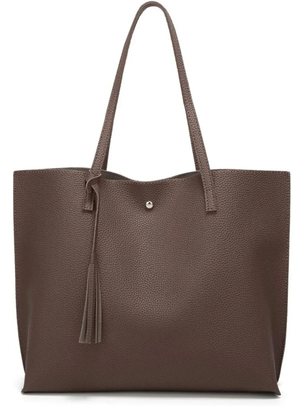 Women's Coffee Soft Faux Leather Tassel Style Handbag Tote Shoulder Bag